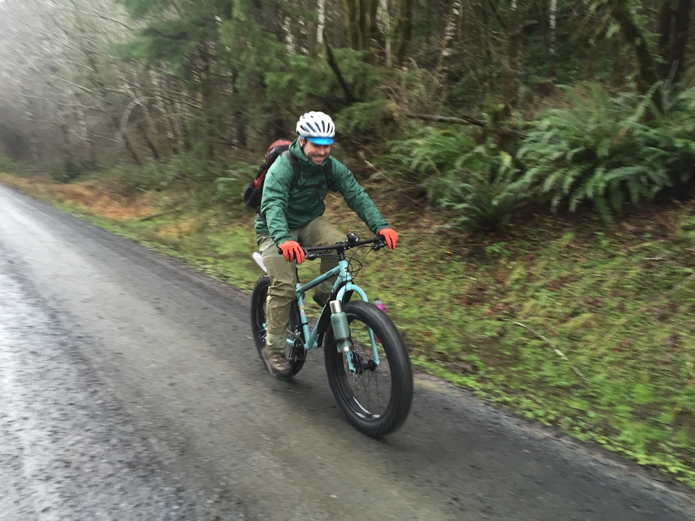 The Author enjoying his newly obtained steely steed of satisfaction. Note: The Author realizes his fork is on backwards. He is trying something out.