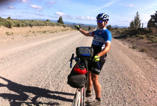 A guy from Hutch's bikes in K-Falls took this picture of me "holding" Fort Rock